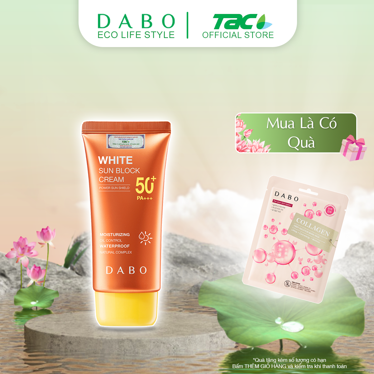 Kem chống nắng dưỡng ẩm kháng nước dabo trắng da white sunblock cream dabo 70ml