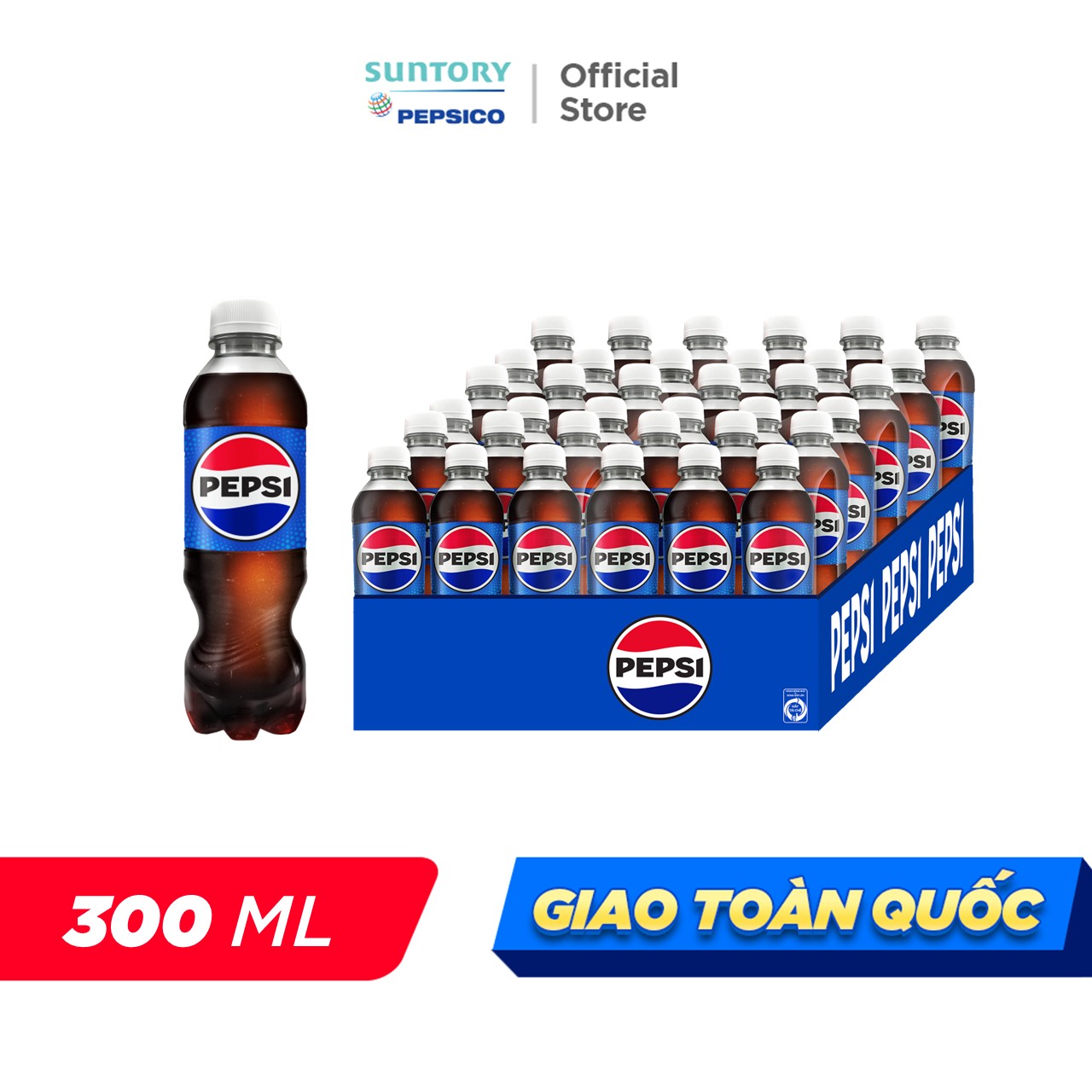 [SALE 15.7] Thùng 24 Chai Nước Ngọt Có Gaz Pepsi (300ml/chai)