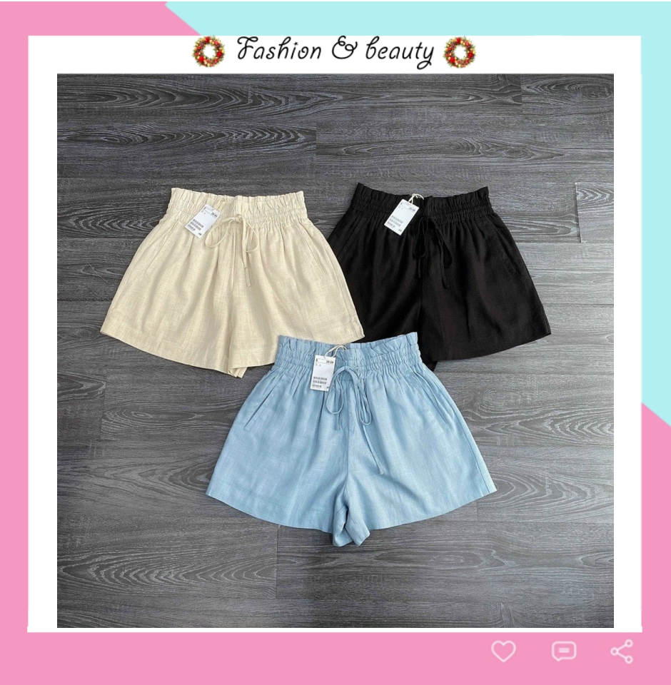 Quần short nữ ống rộng Doloxi cạp chun vải đũi combo 3 chiếc mặc ở nhà Hàn Quốc Q603
