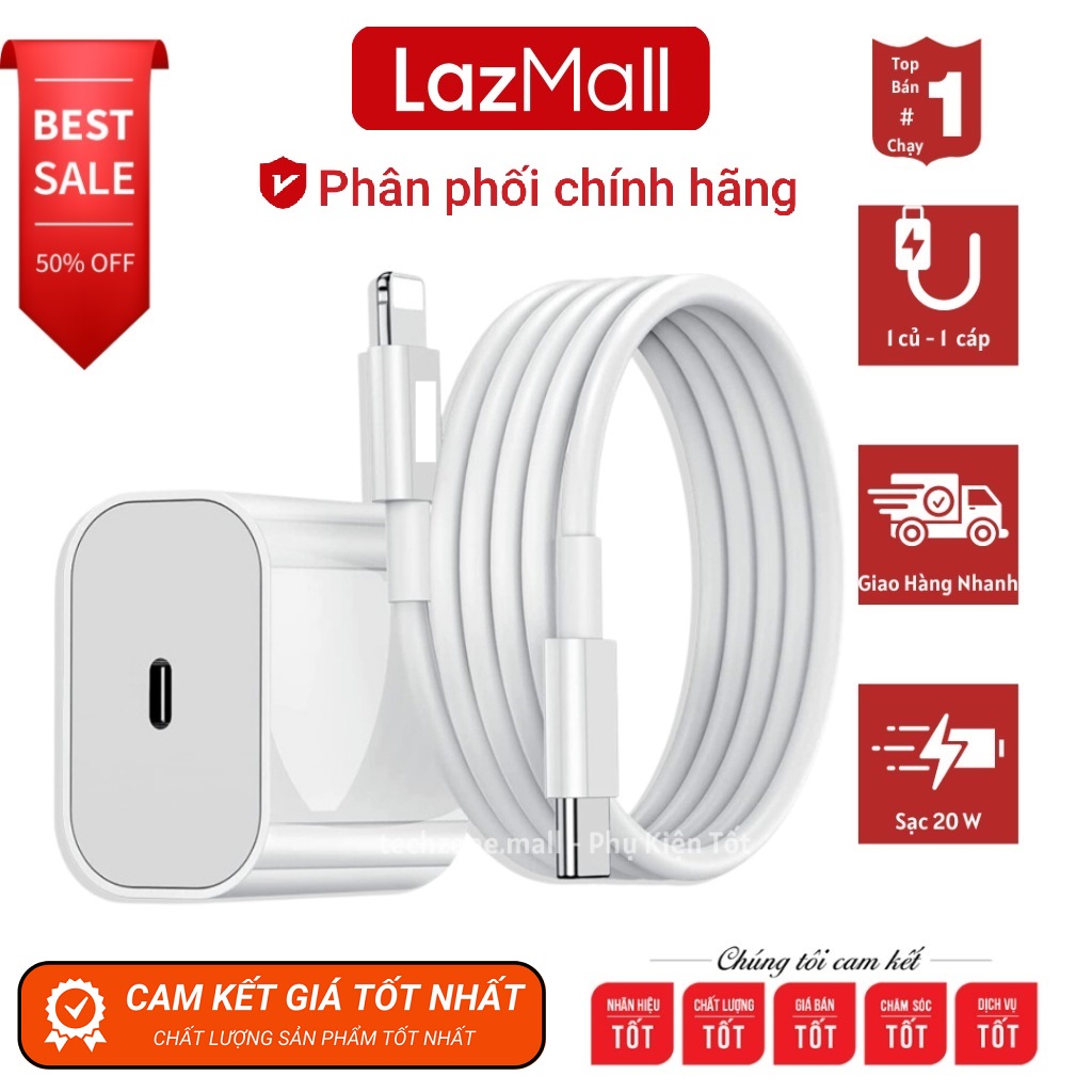 LazMall Phí Ship 0 Đồng Bộ Sạc Nhanh PD 20W, Sạc Nhanh 20W Type-C PD Cho IP 6 7 8 8plus X xsmax 11 1