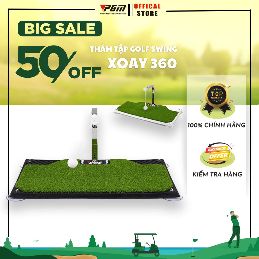 Thảm Tập Golf, Thảm Tập Swing, PGM, Thảm Golf Xoay 360, Thảm Golf Mini Bóng Tự Động Trả Về
