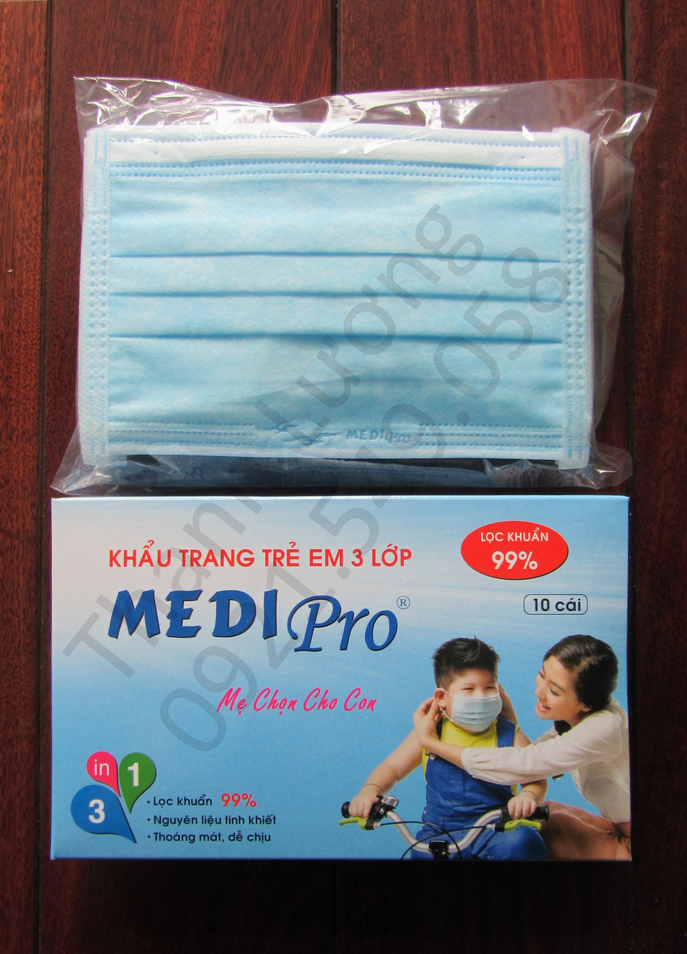 Khẩu trang y tế trẻ em MEDI Pro 3 lớp (xanh - 10 cái) - Thời Thanh Bình