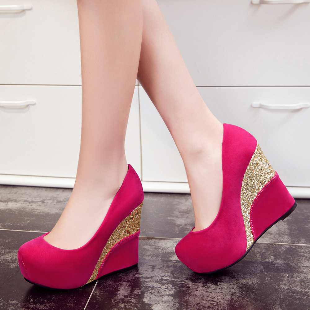 #33--43 Giày Cỡ Lớn Giày Đơn Miệng Nông Đế Dày Giày Nữ Xuyên Biên Giới Giày Cao Gót Thời Trang 12 Cm #