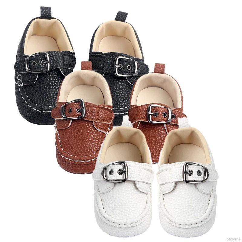 babyme Baby Boy Toddler Infant First Walkers Soft Sole Non-Slip PU Shoes