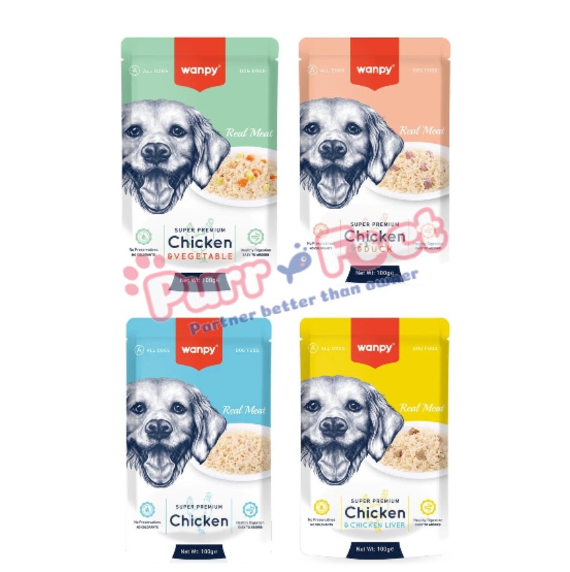 Pate cho chó, pate Wanpy Super Premium gói 100g, pate cho chó Wanpy cho chó con và trưởng thành