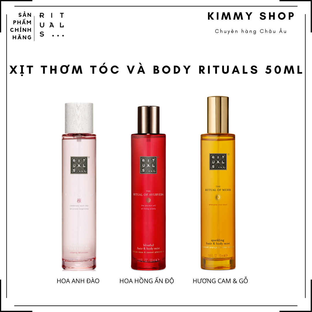Xịt thơm tóc và cơ thể rituals 50ml - hàng chính hãng