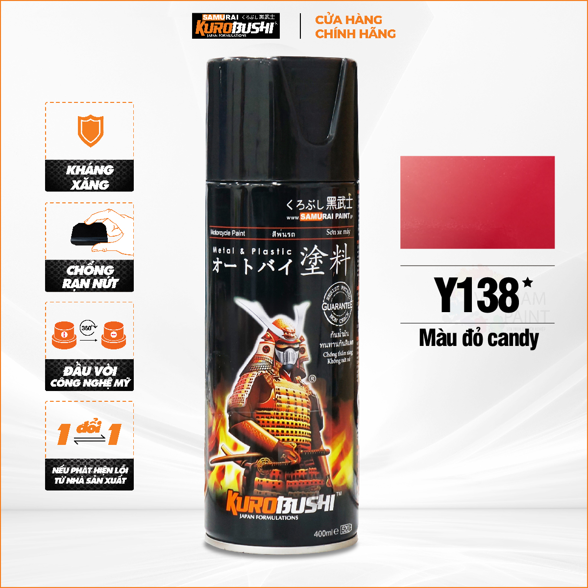 Sơn xịt samurai kurobushi - màu đỏ candy yamaha y138 chuyên dùng cho xe máy