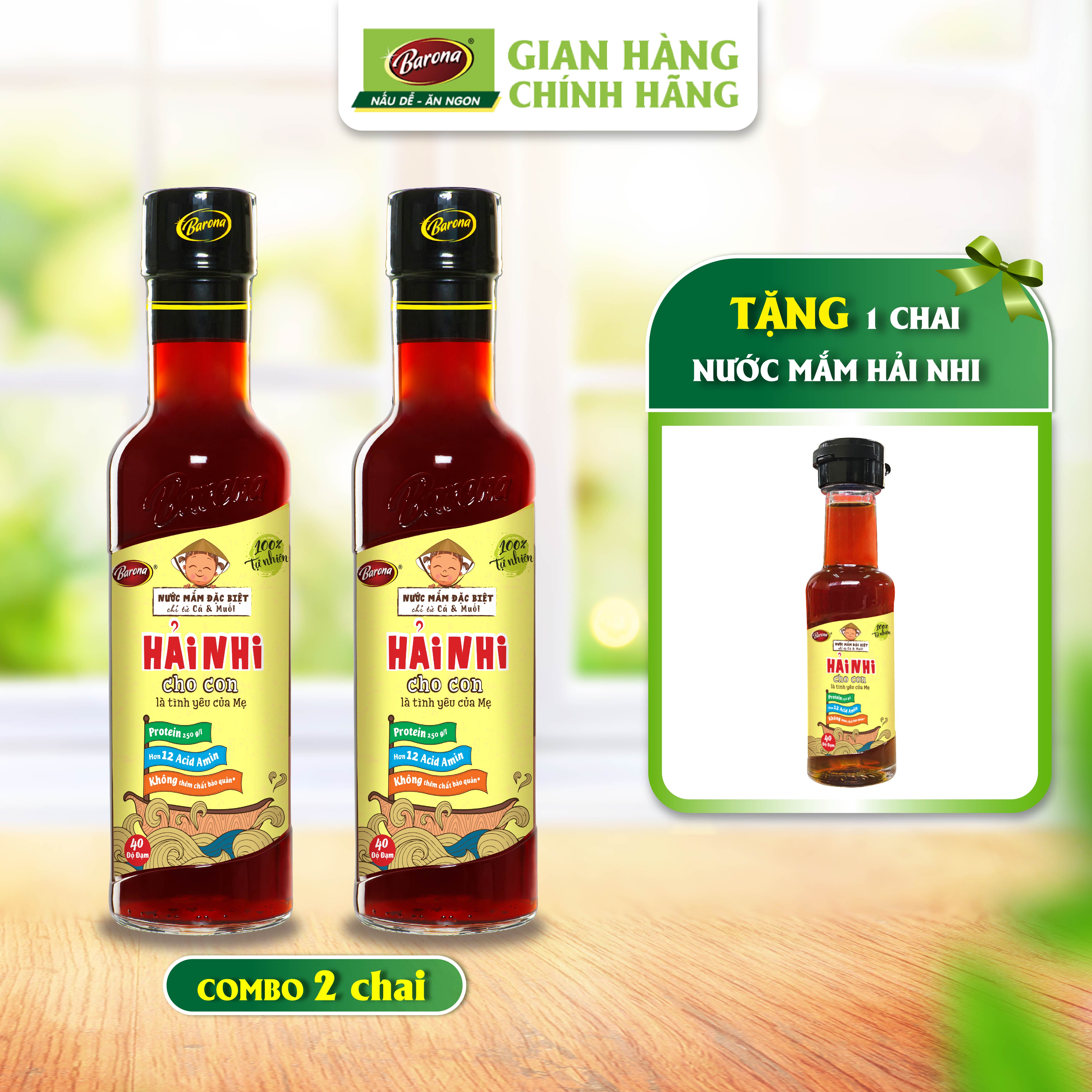 Nước Mắm Hải Nhi Barona 250ml [Mua 2 chai TẶNG 1 chai Nước Mắm Hải Nhi Barona 50ml]