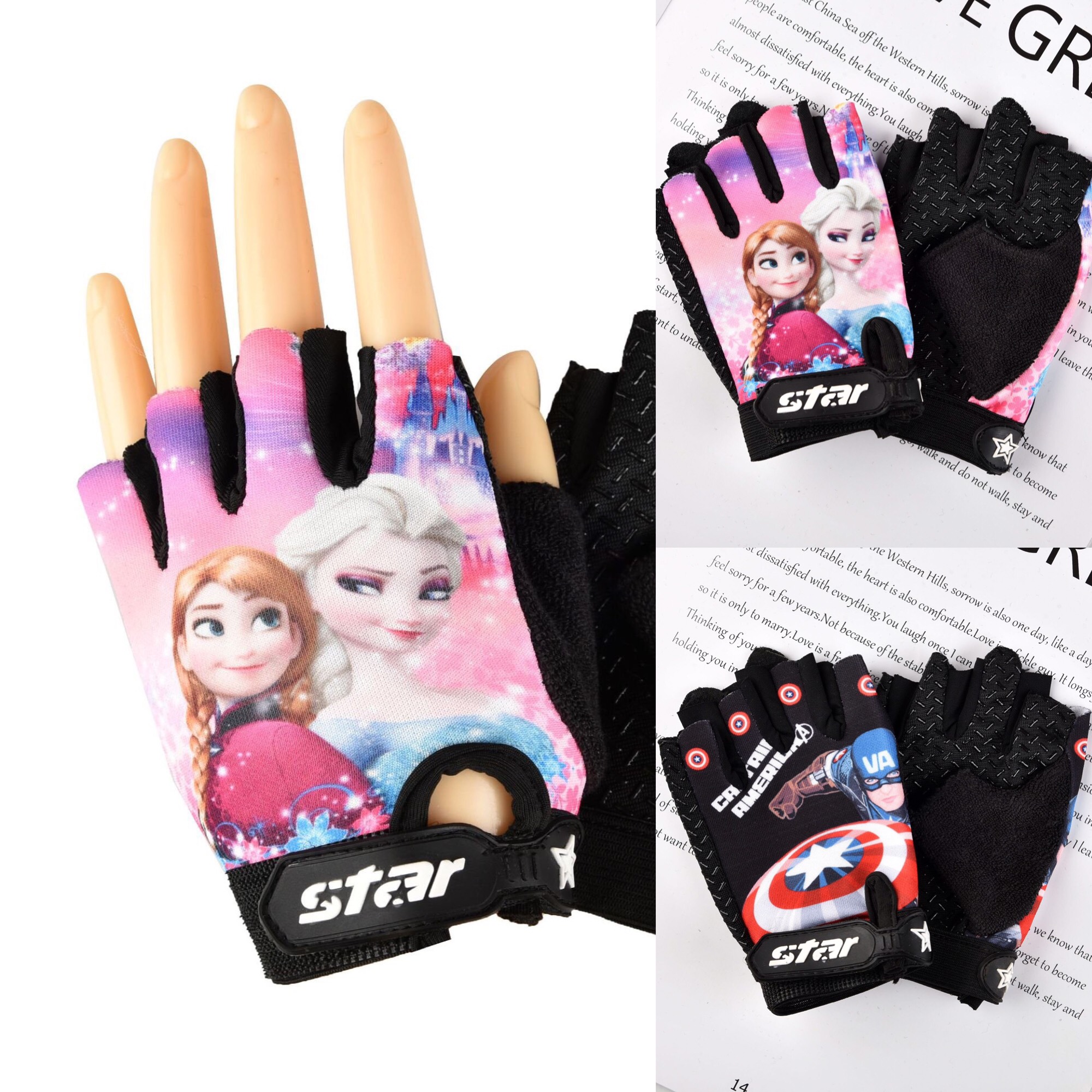 Găng tay thể thao trẻ em cho bé trai và gái 2-8 tuổi xỏ hở ngón giúp bảo vệ tay chống trượt chống nắng chống tia UV