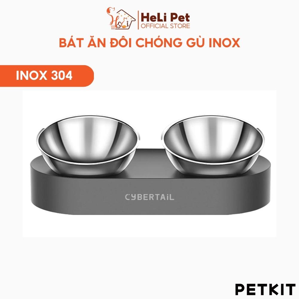 Bát Ăn Đôi, Chén Ăn Chống Gù Cho Chó Mèo Petkit chất liệu inox - HeLiPet