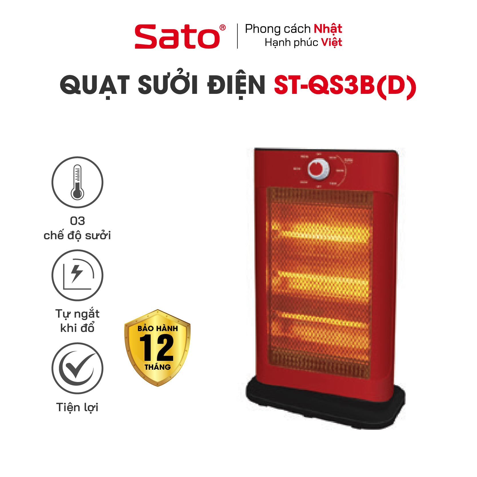 Quạt sưởi 3 bóng sato qs3bd