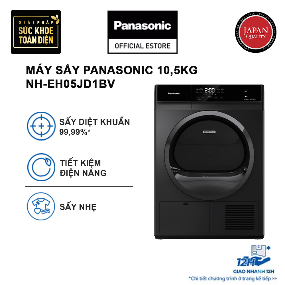 [GIAO SAU 04/05 - Chỉ giao miền Bắc] Máy Sấy Panasonic 10,5kg NH-EH05JD1BV - Sấy diệt khuẩn 99,99% - Sấy thông minh - Sấy tiết kiệm