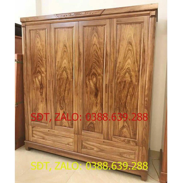 Tủ quần áo gỗ Hương xám , tủ áo 4 cánh bằng gỗ , tủ áo 1m8 .