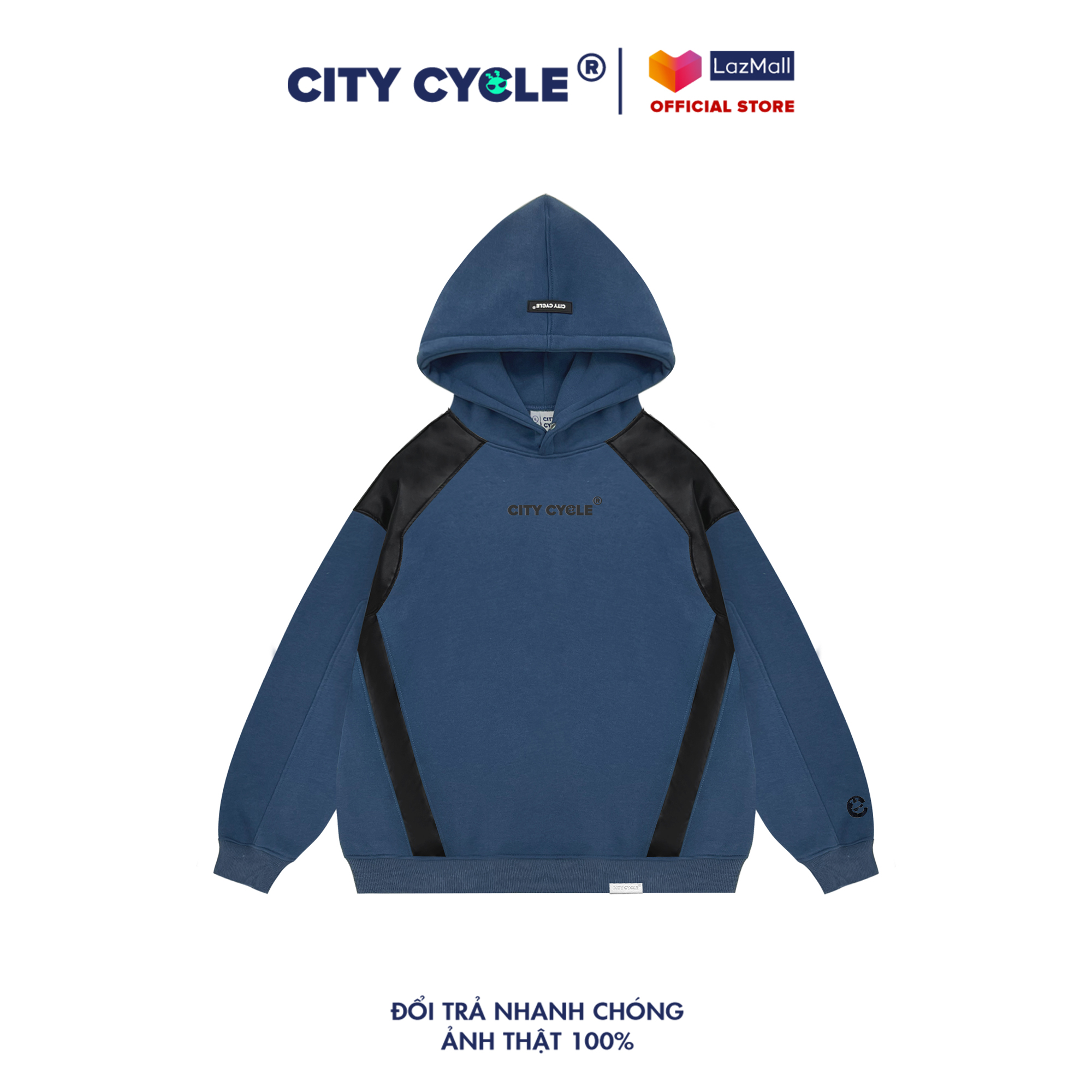Áo Hoodie Local Brand Pluto City Cycle nỉ bông phối da form rộng oversize unisex
