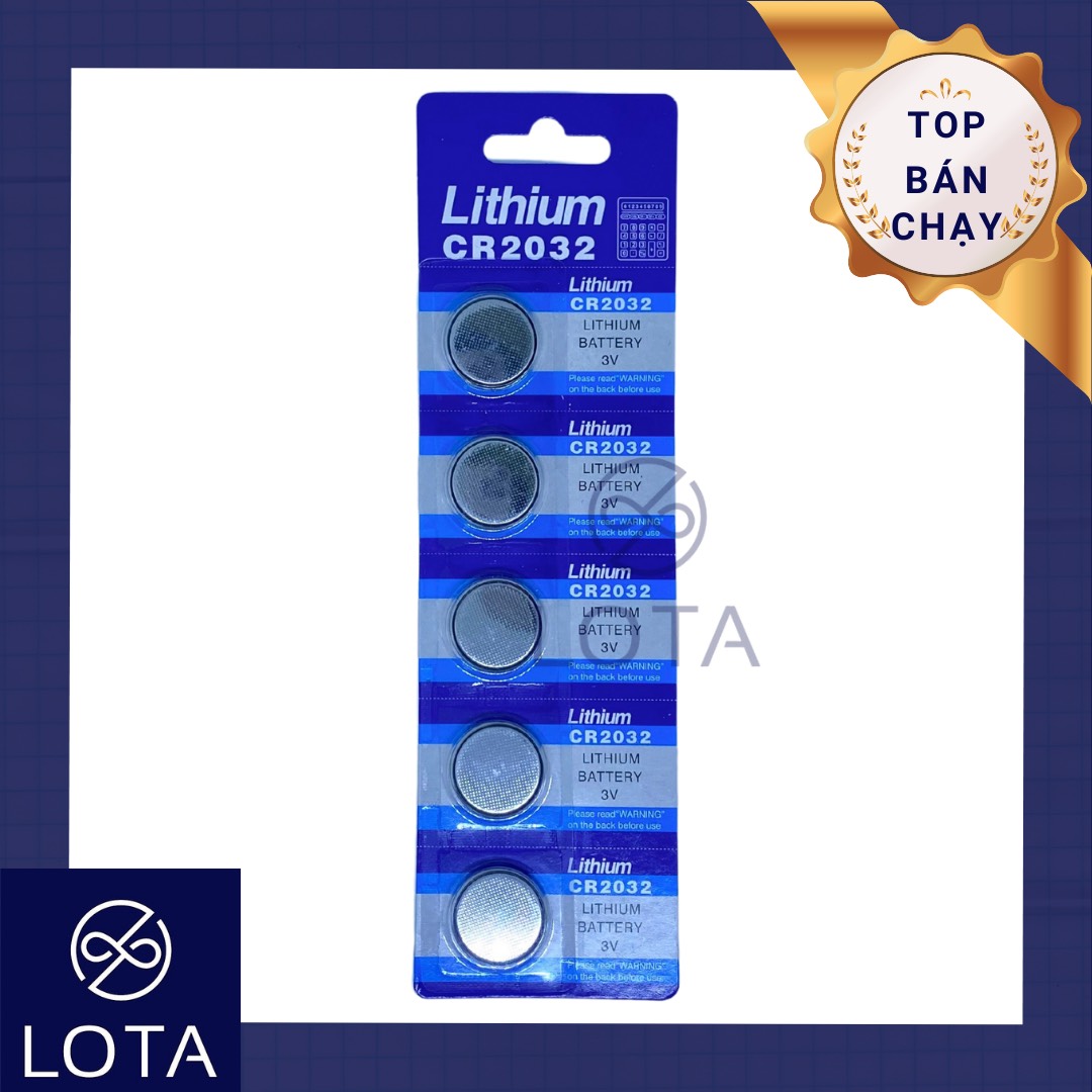 Vỉ 5 viên pin tròn CR2032 Lithium 3V battery cúc áo CR 2032 dùng cho cân điện tử chìa khóa remote xe hơi xe máy ô tô LOTA SHOP