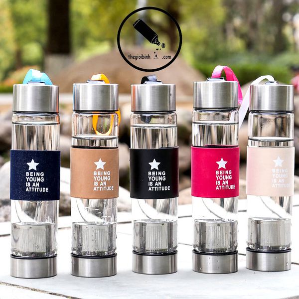 Bình thuỷ tinh lọc trà 450ml 2 đáy being young