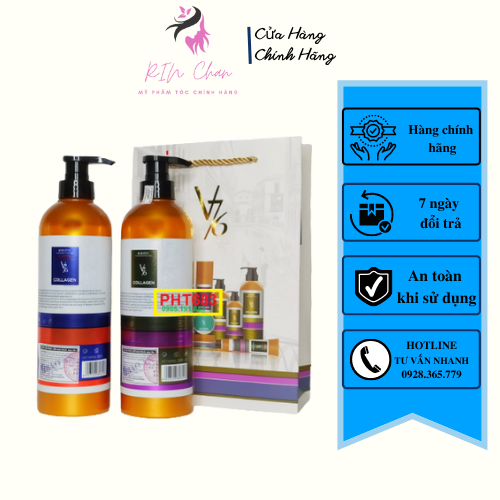Cặp dầu gội xả collagen keratin v76 ngăn rụng tóc kích thích mọc tóc phục hồi tóc hư tổn. rin_chan store