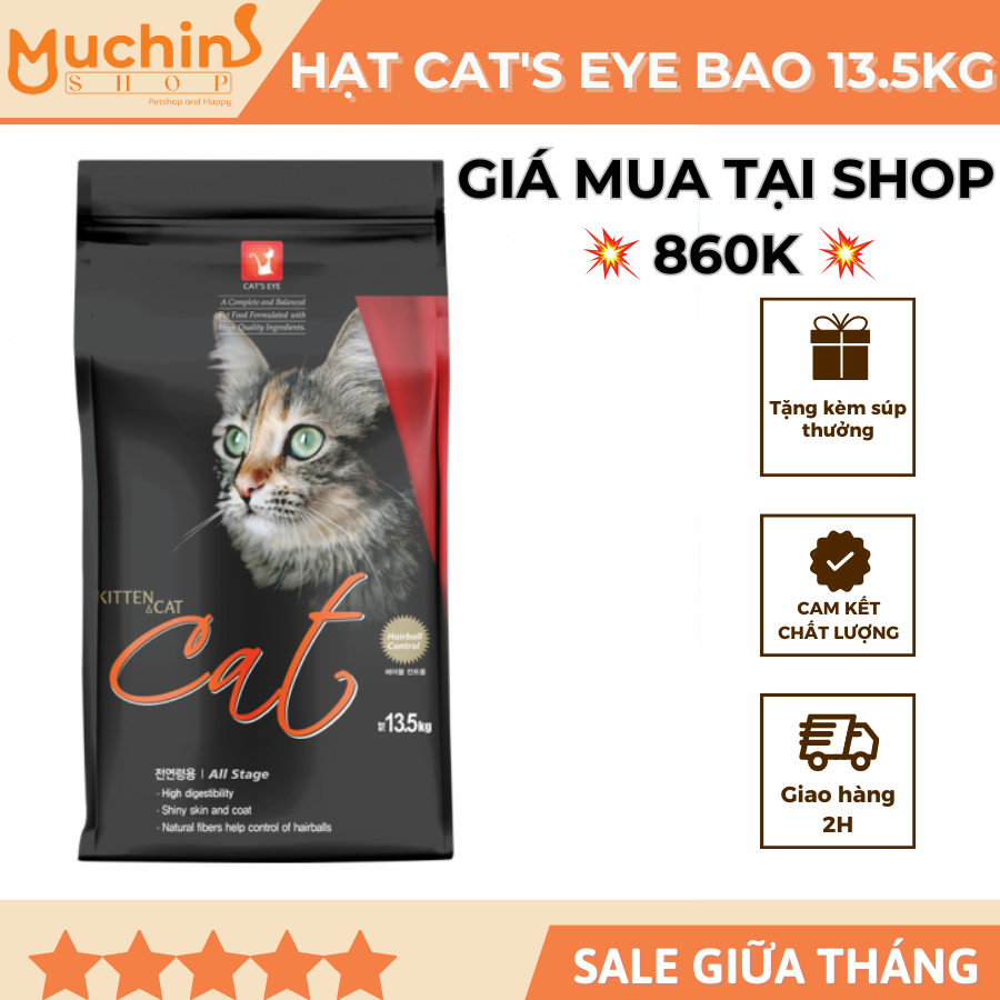Thức Ăn Hạt Khô Cho Mèo Cat s Eye Bao 13.5kg Cateye Catseye