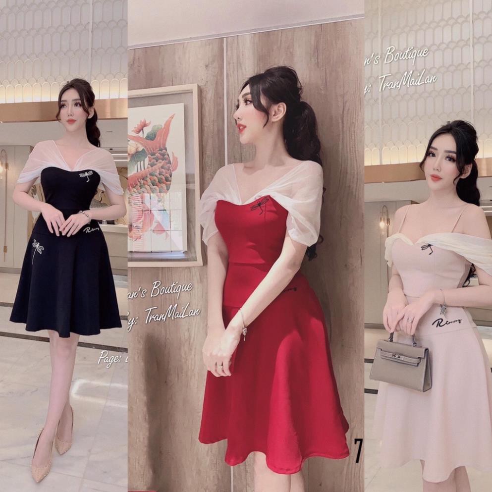Đầm phối voanthêu chuồn chuồn cực xinh 75636