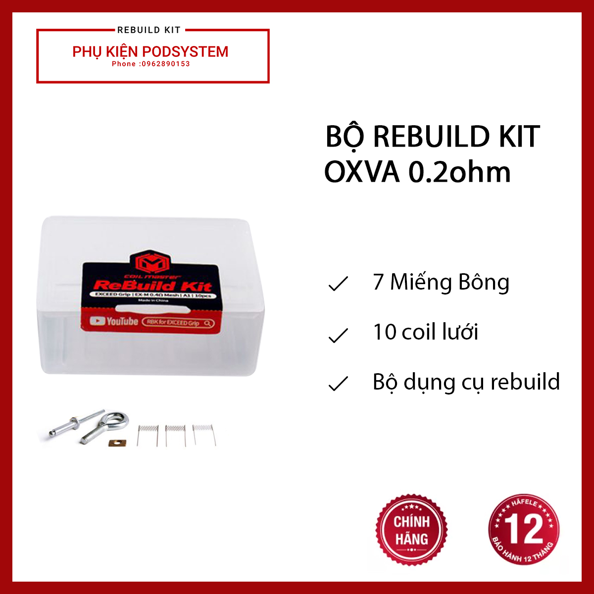 Bộ Rebuild Kit  OXVA Unicoil 0.2ohm -  Rebuild occ 0.2 cho OXVA Unicoil  - Hàng chính hãng