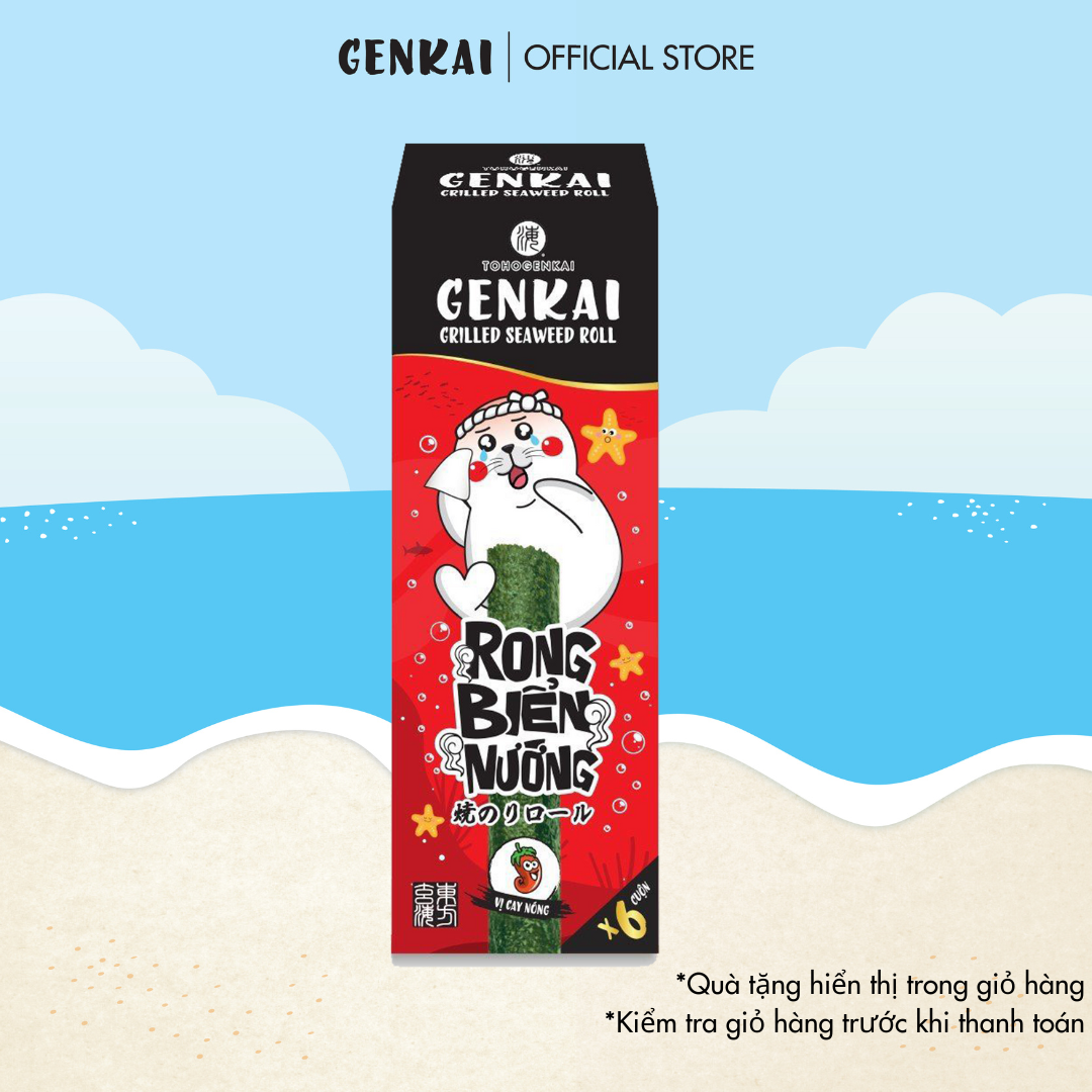  Snack Tảo Biển Nướng Cuộn GENKAI Vị Cay Nóng 21.6g  3.6g x 6gói  
