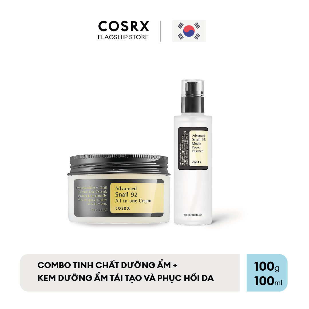 Cosrx combo tinh chất dưỡng ẩm, tái tạo và phục hồi da + kem dưỡng ẩm tái tạo và phục hồi da