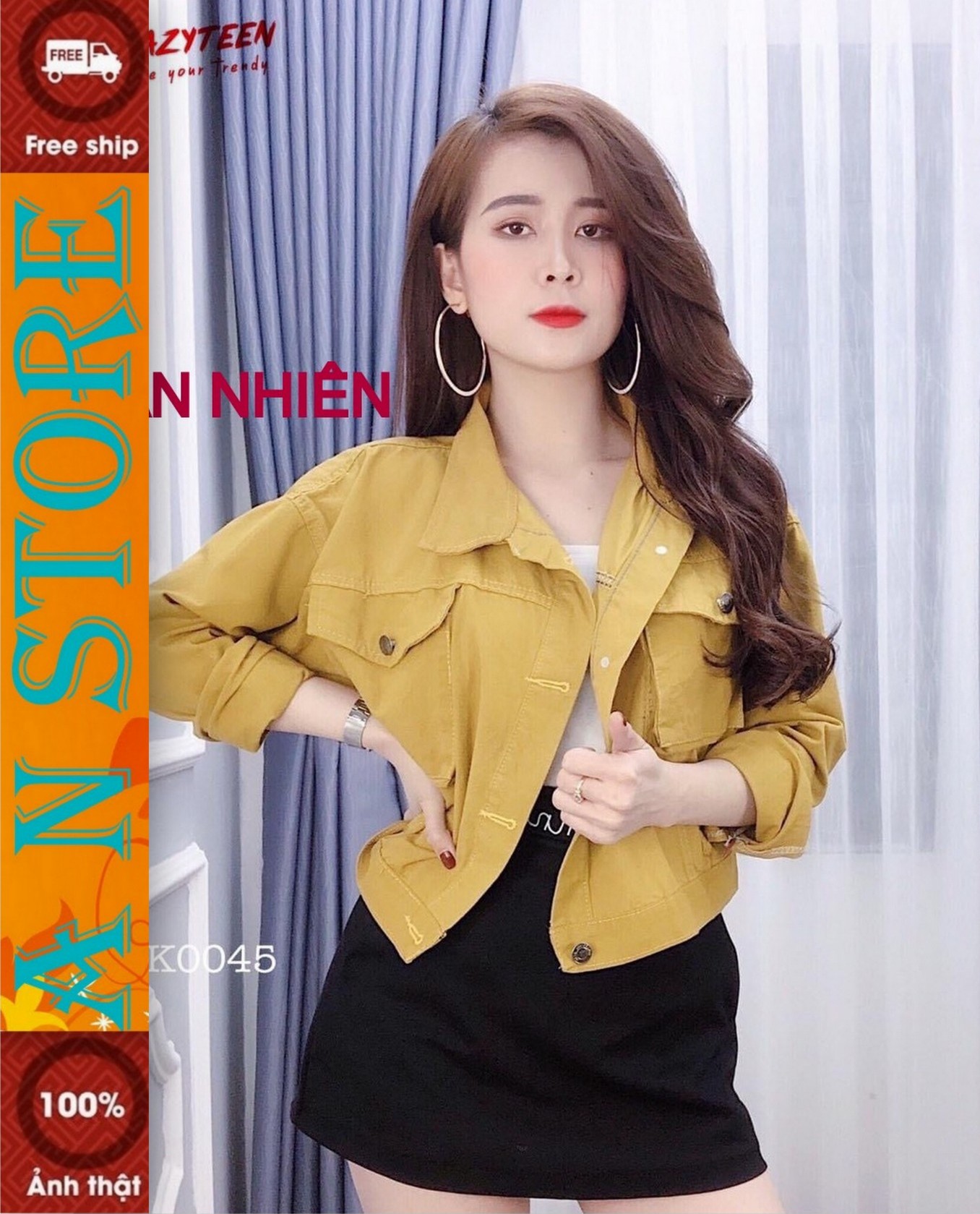 [CAM KẾT Y HÌNH]áo khoác jean nữ cao cấp form croptop Cao Cấp M04 AN NHIÊN STORE màu vàng  Dày Mịn kiểu dáng hàn quốc hottren hot Thời Trang AN NHIÊN STORE 9999 Hàng Có Sẵn AN7221