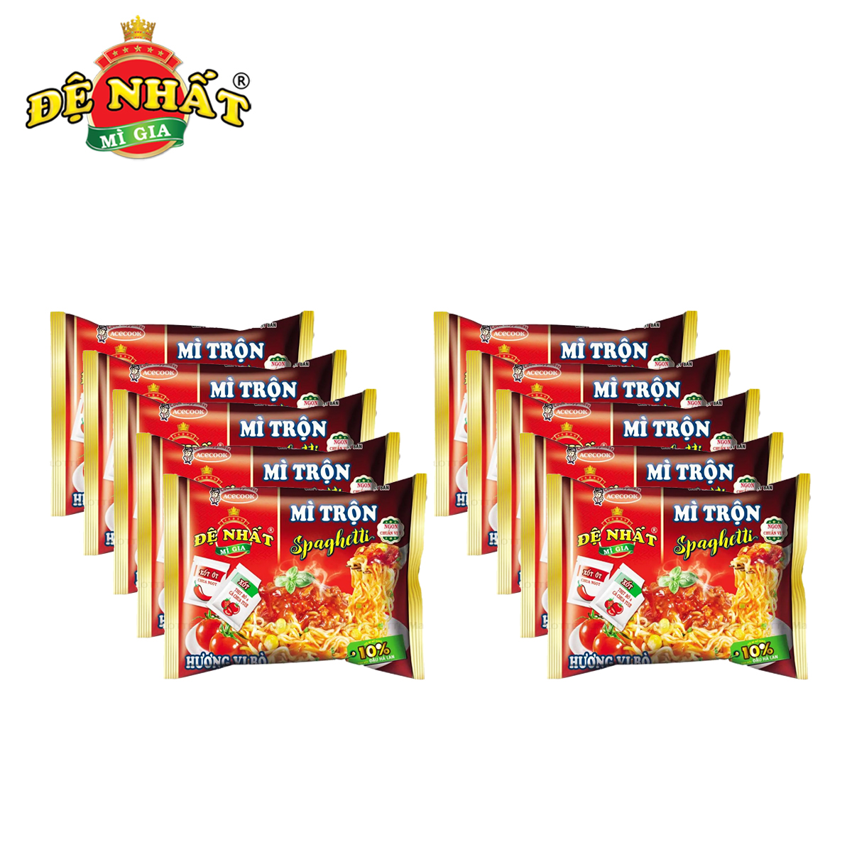 Combo 10 gói mì trộn spaghetti hương vị bò beef flavour đệ nhất acecook