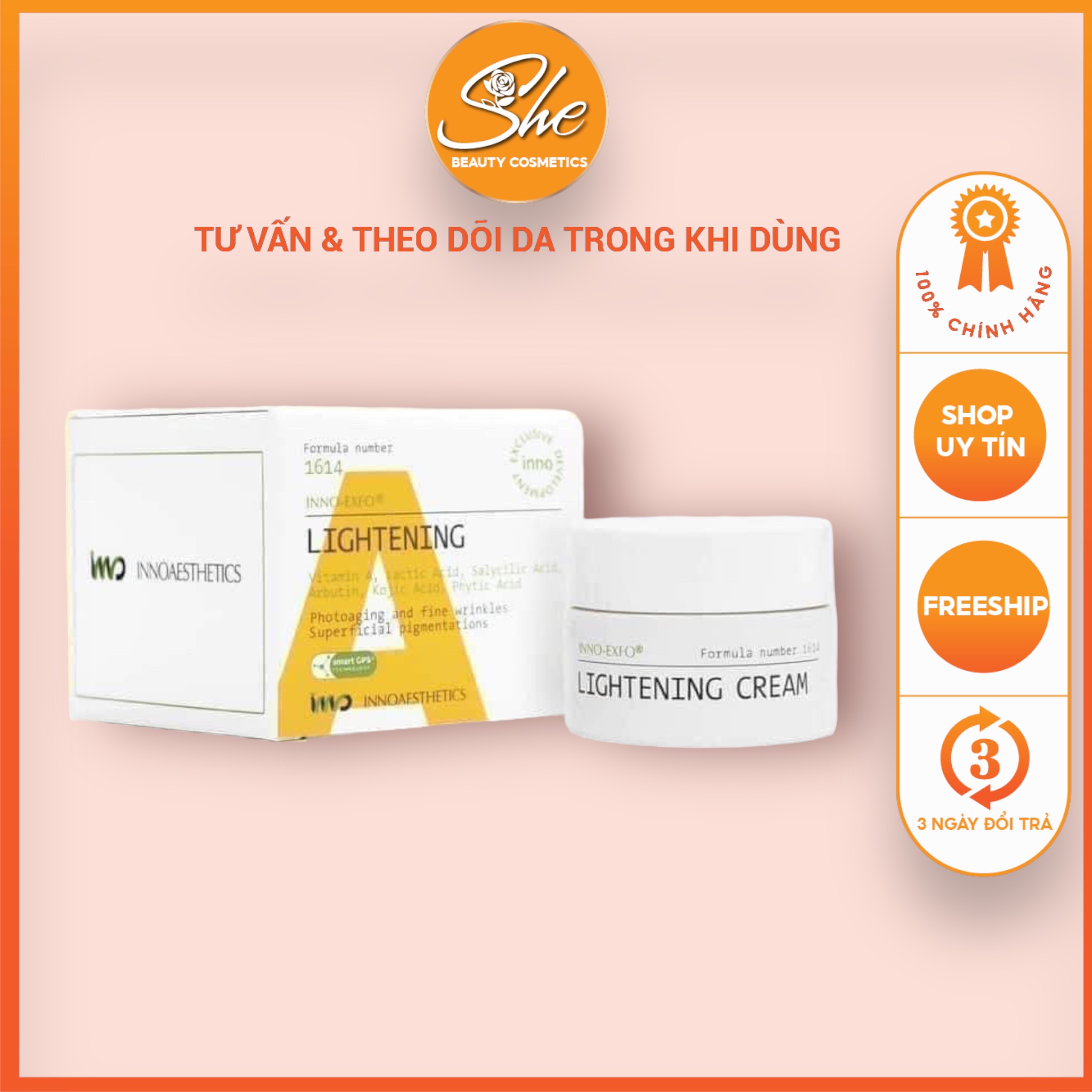 Kem peel vitamin a 5%, innoaesthetics ,inno lightening ,peel a inno, peel retinol