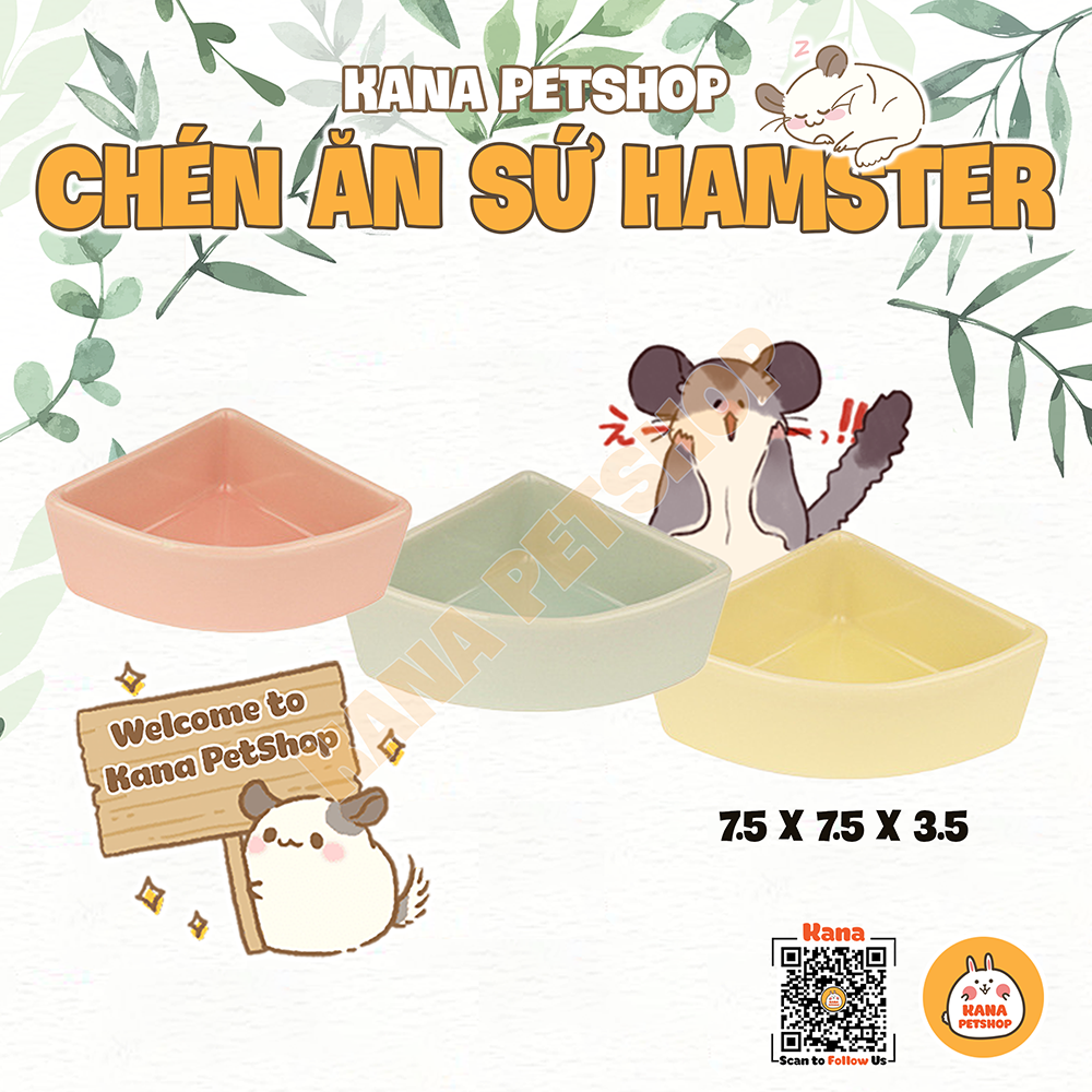 Chén ăn sứ cho hamster 🐹freeship🐹 chén ăn bát ăn sứ tam giác cho hamster, sóc , các bé gặm nhắm nhỏ .