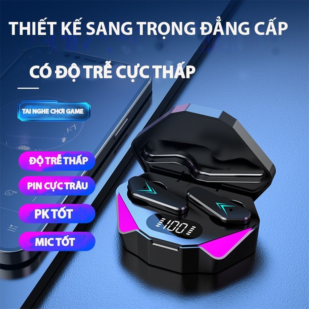 Tai Nghe Gaming X15 Bluetooth 5.1 Không Dây Giảm Tiếng Ồn Cảm Ứng Điều Khiển Vân Tay Âm Thanh Hifi 9D Bảo Hàng 1 Tháng