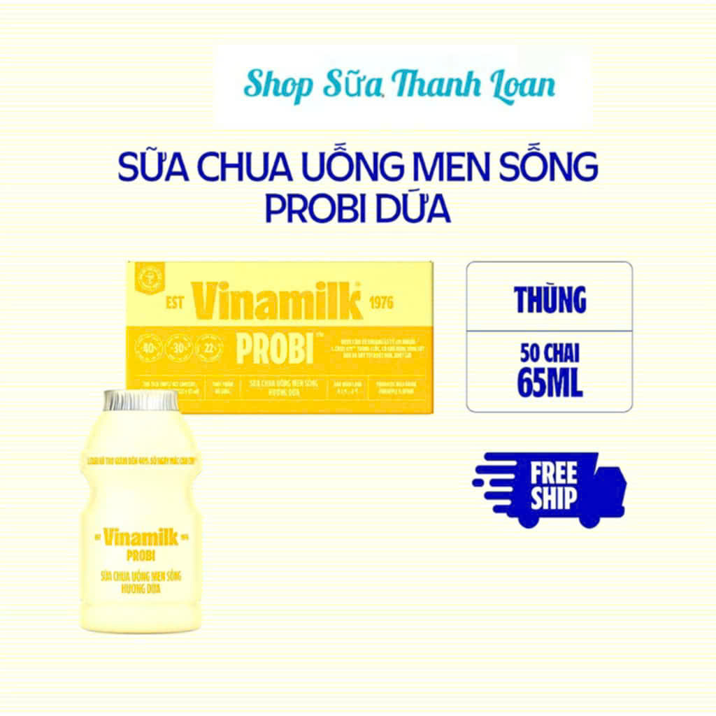 (GIAO HỎA TỐC TẠI HCM) Thùng 50 Chai Sữa Chua Uống PROBI Dứa - Lốc 5 Chai 65ml.