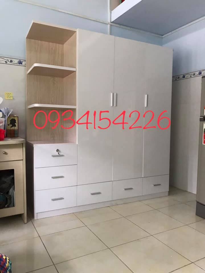 Tủ quần áo người lớn./ Tủ Nhựa Đài loan/ Tủ trẻ em 1m65*1m8*50cm  4 cánh Phối Màu Gỗ và trắng. Gương soi bên trong miễn phí. Bảo hành 5 năm. Chỉ nhận ship HCM, Bình Dương, Biên Hòa miễn phí
