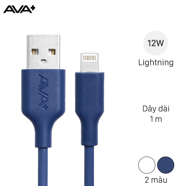 Cáp lightning 1m ava+ dr-l04 xanh navy hàng like new đẹp mới 98-99% chính hãng 100% bảo hành 12 tháng