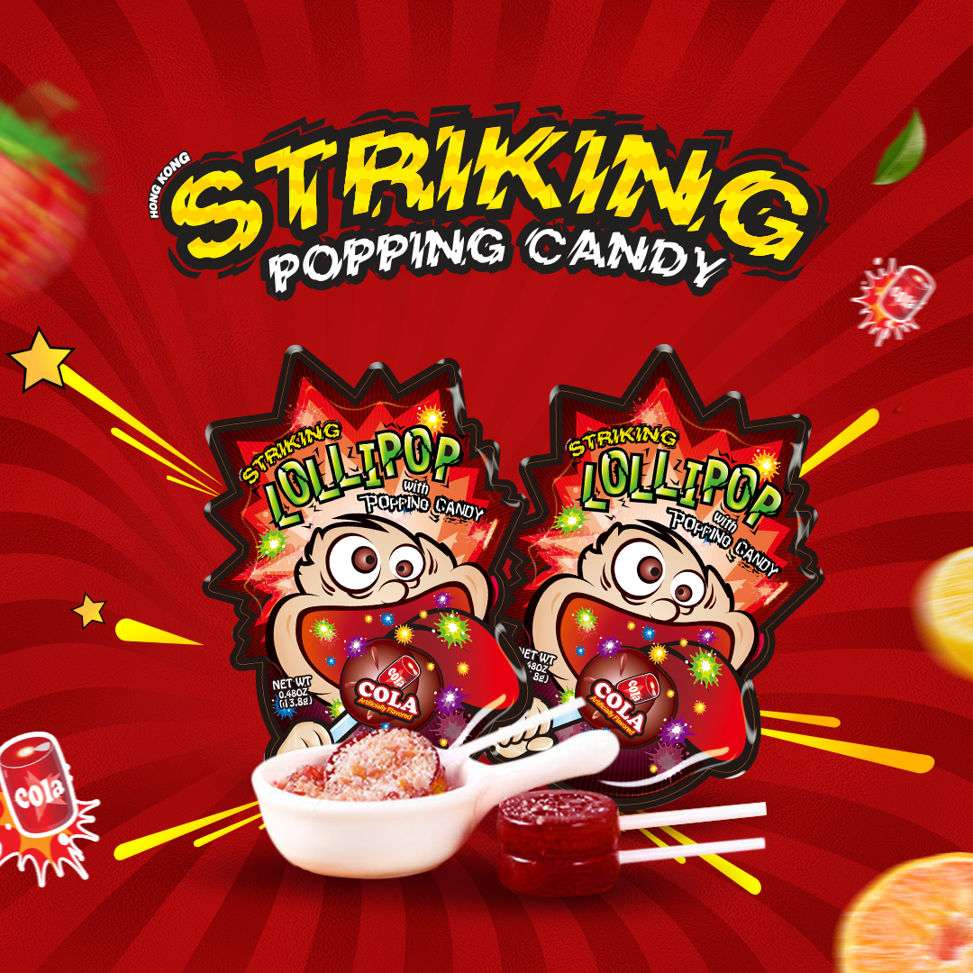 Striking Popping Candy Lollipop - Kẹo mút nổ Striking Vị Cola