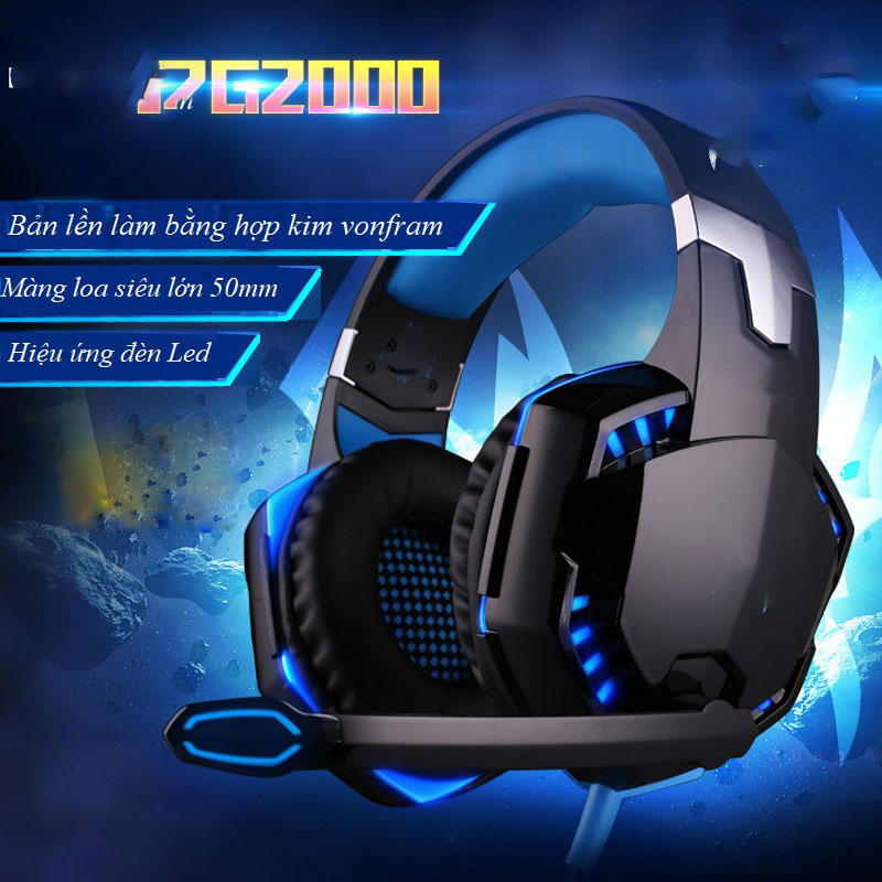 Tại Nghe Chụp Tai Thiết Kế Đèn LED G2000 Có Mic Cao Cấp - Tai Nghe Chơi Pubg, Liên Minh Đỉnh Cao
