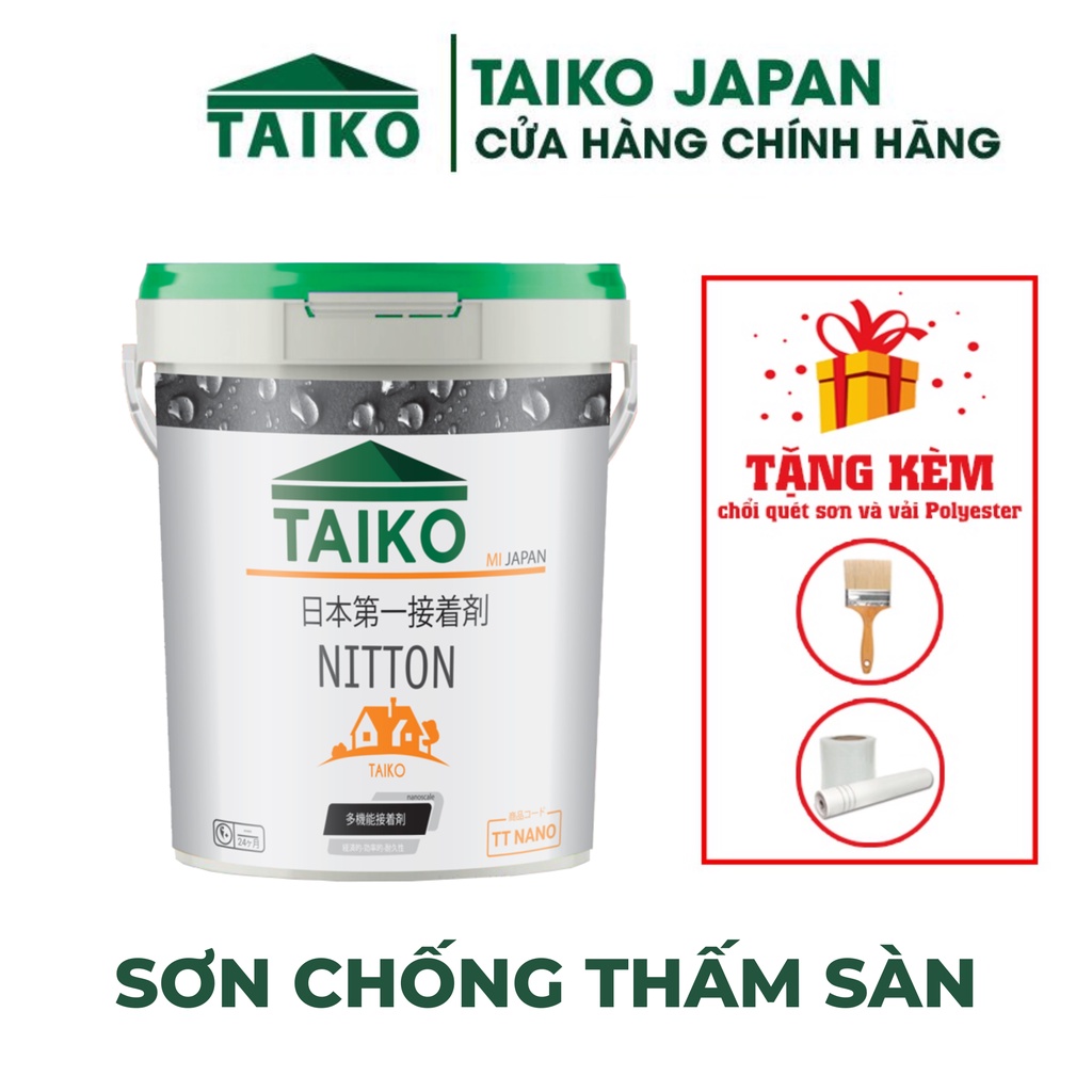 Keo sơn chống thấm sàn mái taiko nitton - thùng 1 lít - tặng kèm vải kết cấu