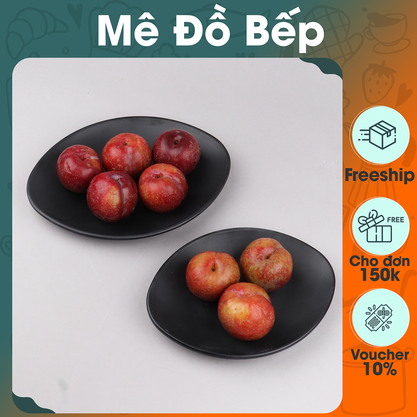 Dĩa nhựa oval Bam House chất liệu melamine đen nhám 16x12cm cao cấp DOV03 - Dĩa oval Dia oval