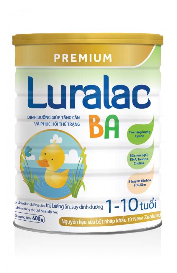 Sữa bột luralac ba 400g - 900g dành cho trẻ từ 1 - 10 tuổi.