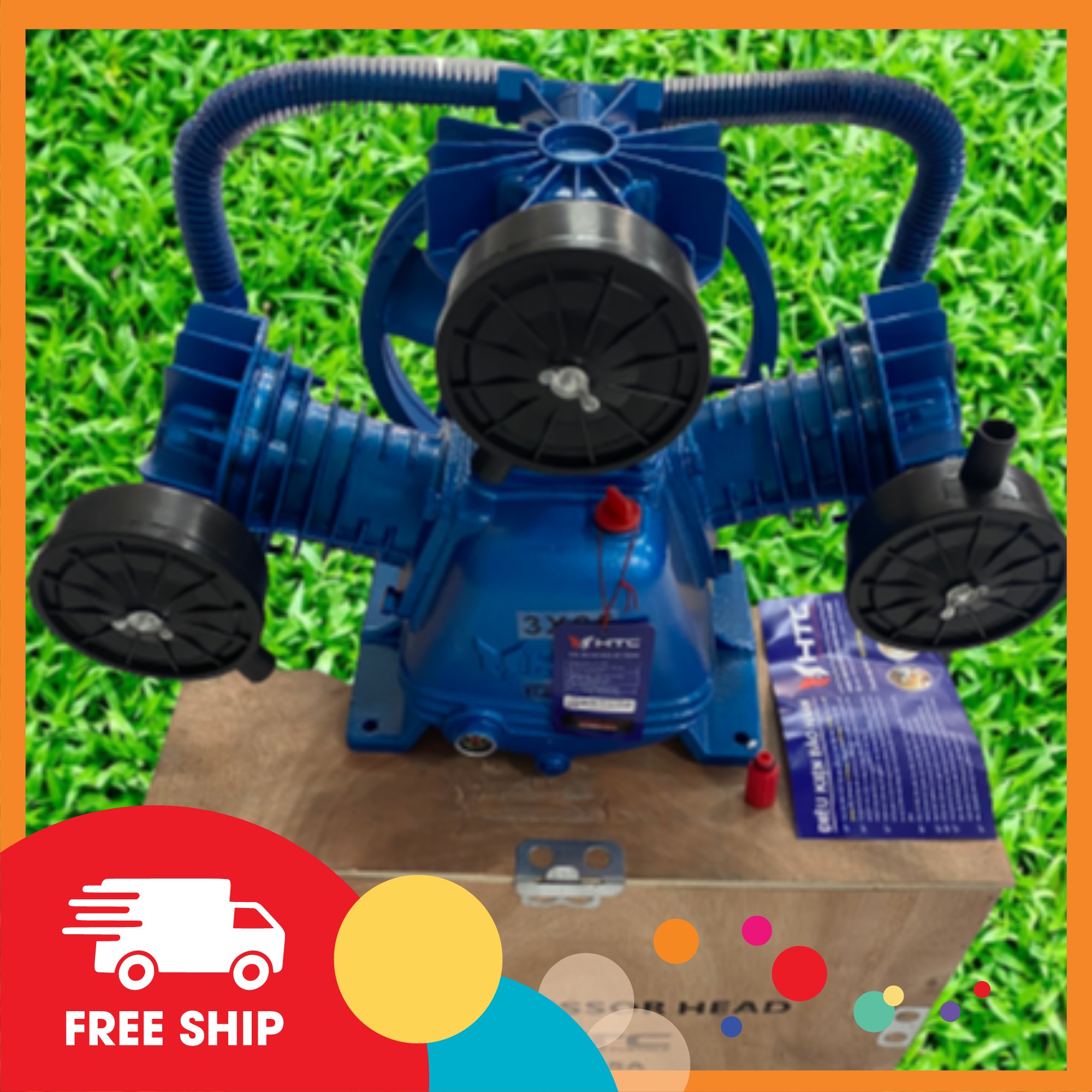 Đầu nén khí loại 3Piston 65mm màu xanh Puma, CS 2HP-3HP,hiệu HTC HTC3X65A