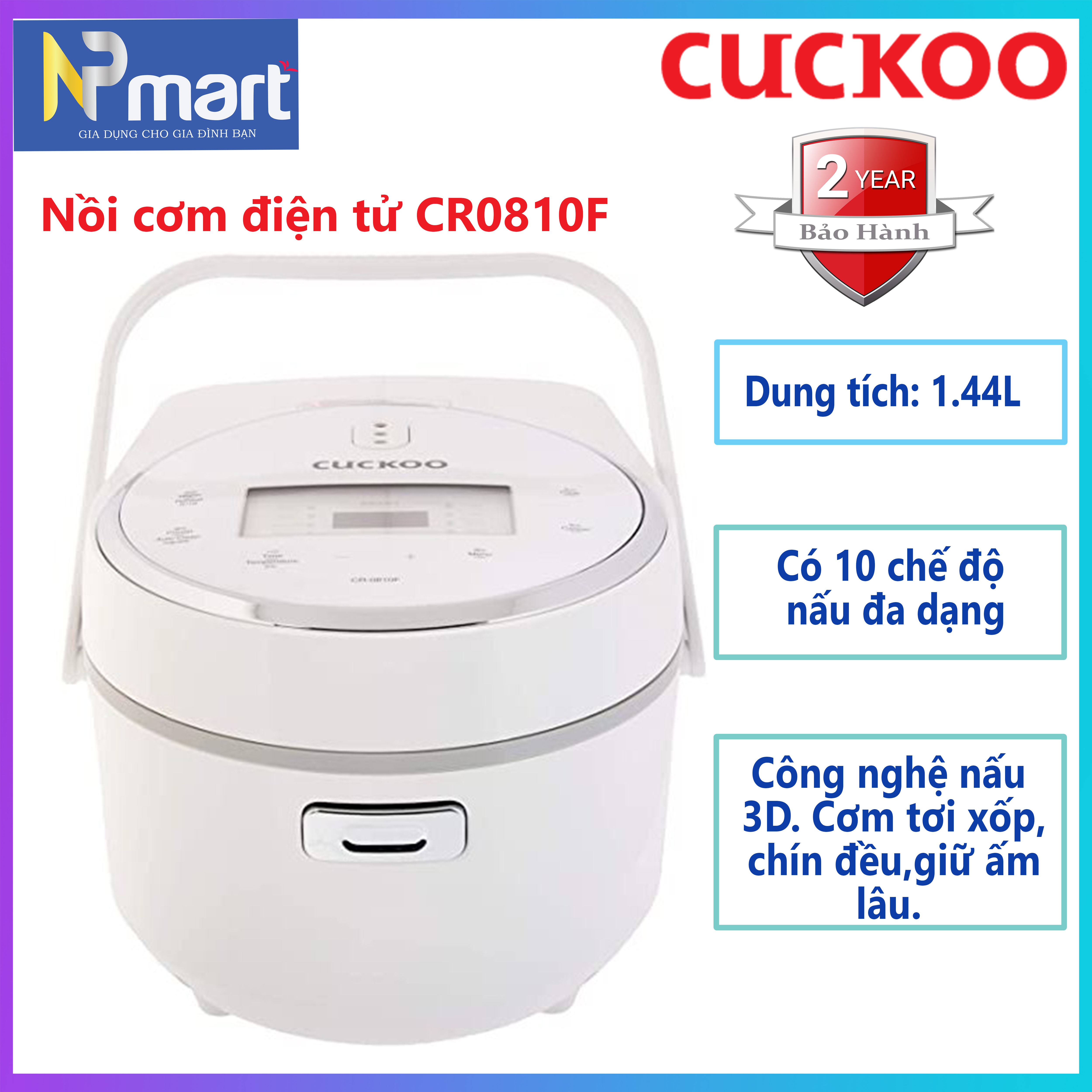 Nồi cơm điện tử cuckoo cr-0810f dung tích 1.44l