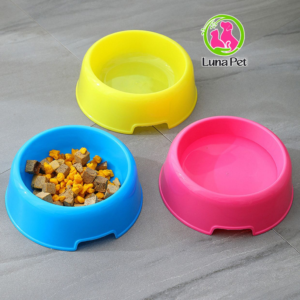 Bát thức ăn cho vật nuôi bát nhựa đựng thức ăn nhiều màu sắc cho thú cưng Luna Pet BA05
