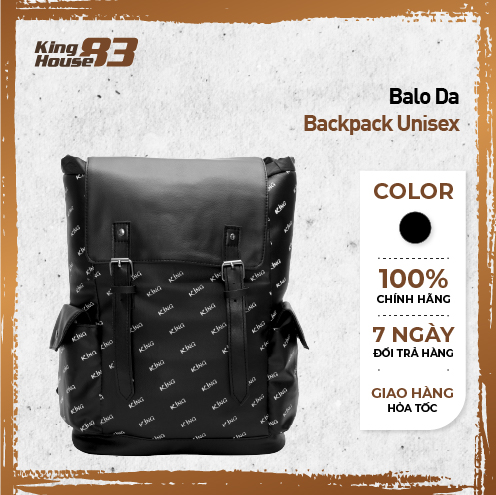 Balo Da Backpack Unisex Chống Nước Balo Backpack King 3-Màu Đen