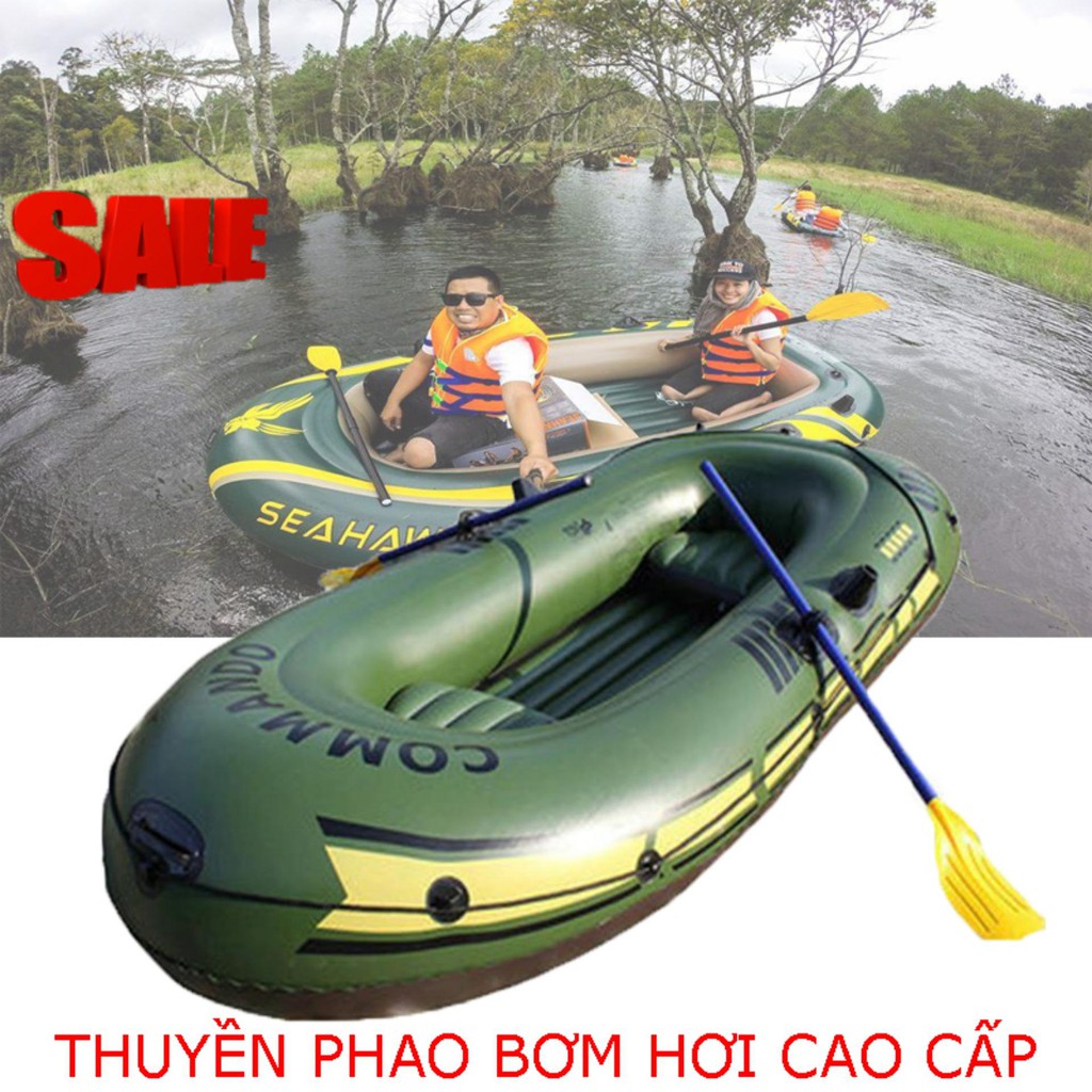 Thuyền Hơi-Xuồng Bơm Hơi Cao Cấp Dành Cho 3 Người- Thuyền Câu Cá Bơm Hơi, DU Lịch, Dã Ngoại(CÓ TAY CHÈO, BƠM CHÂN,Một GHẾ HƠI,TẶNG MIẾNG VÁ)=BÁN HÀNG UY TÍN CHẤT LƯỢNG