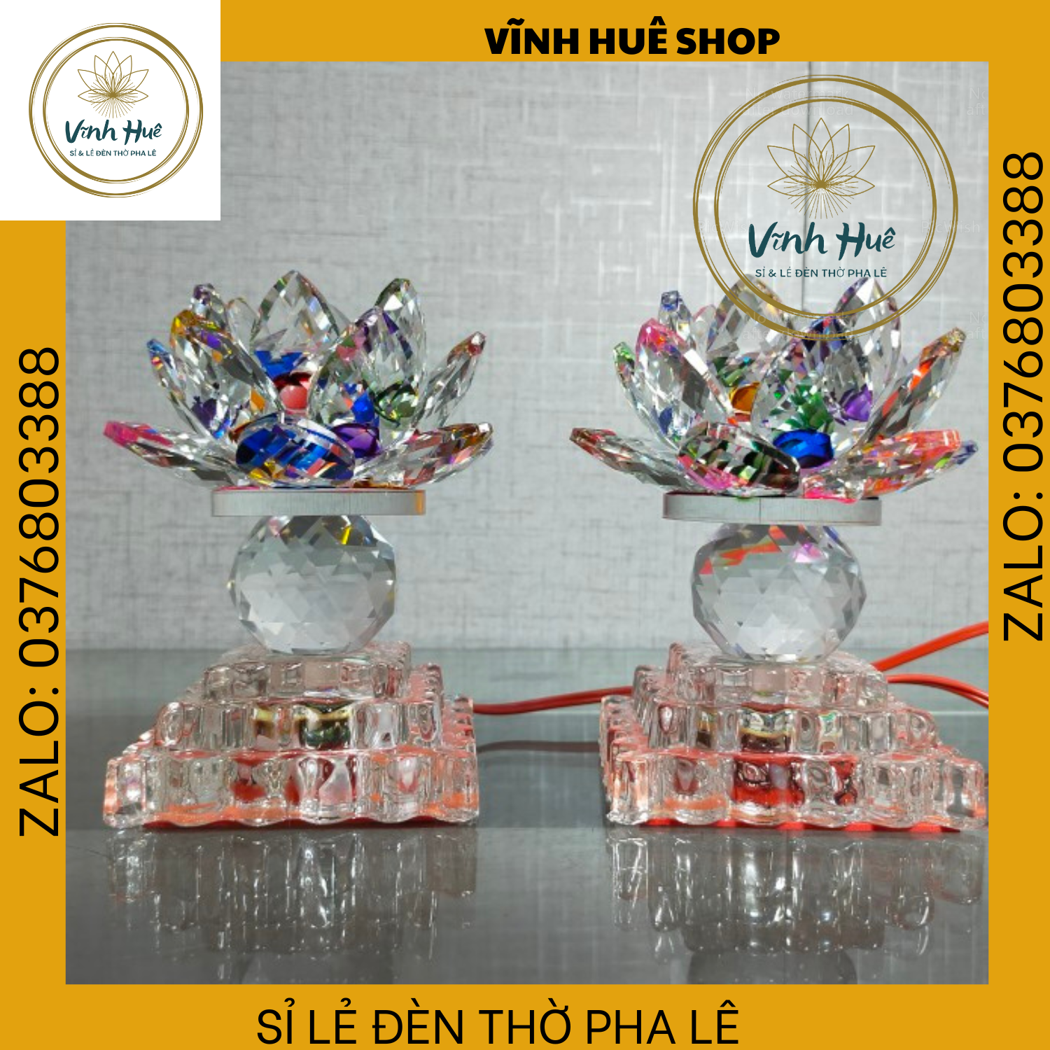 Đèn thờ gia tiên. đèn thờ thần tài thổ địa. đèn thờ pha lê mạch chớp 7 màu