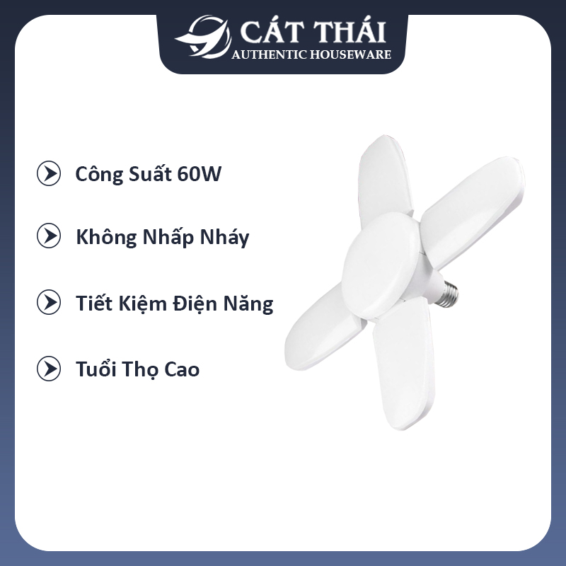 Bóng đèn LED hình 4 cánh quạt công suất 60W  tiết kiệm điện năng tuổi thọ cao màu sắc ánh sáng tự nhiên tươi sáng - BX-60