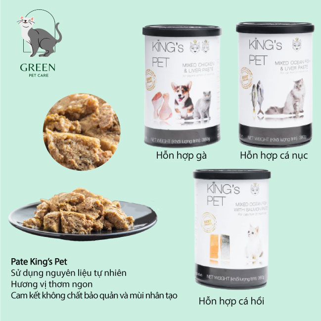 Pate King’s Pet cho mèo đủ 5 vị - Lon 380gr