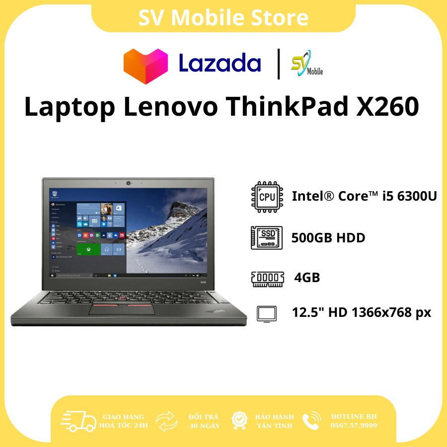 Laptop giá rẻ lenovo thinkpad x260 core i5 6200u- ram 8gb- ssd 128gb- màn hình 12.5 inch. bảo hành 12 tháng