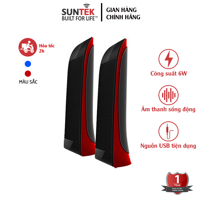 Loa máy tính suntek vn-818 - công suất 6w | nguồn usb tiện lợi | loa stereo 2.0 - hàng chính hãng - bảo hành 12 tháng