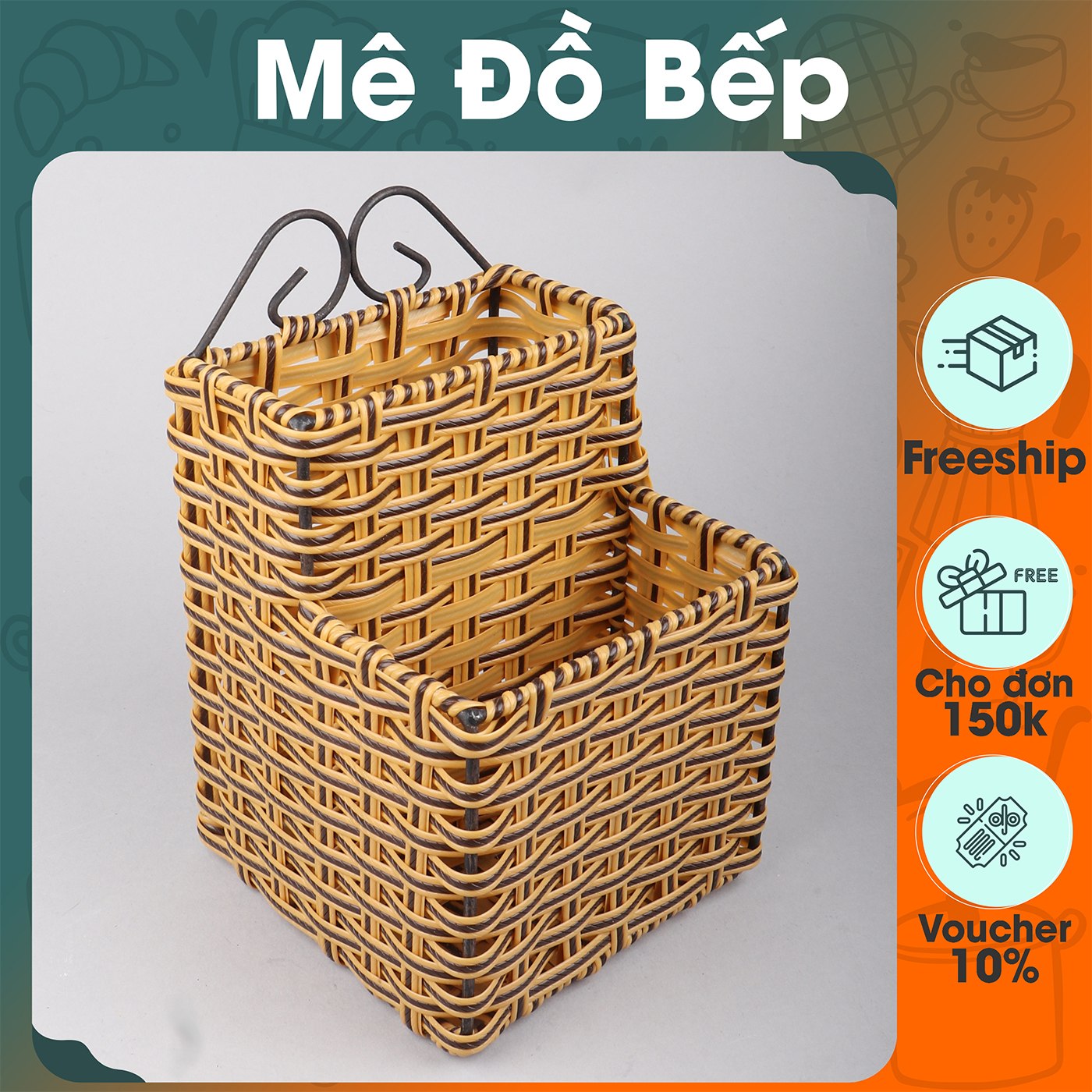 Ống đựng muỗng đũa nhưa mây dạng vuông cao cấp OD02
